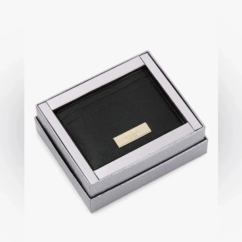 New! Kate Spade Kenzie Black Saffiano Boxed Small Cardholder NWT MSRP $99